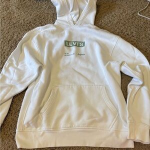Levi's White Hoodie with Green Logo